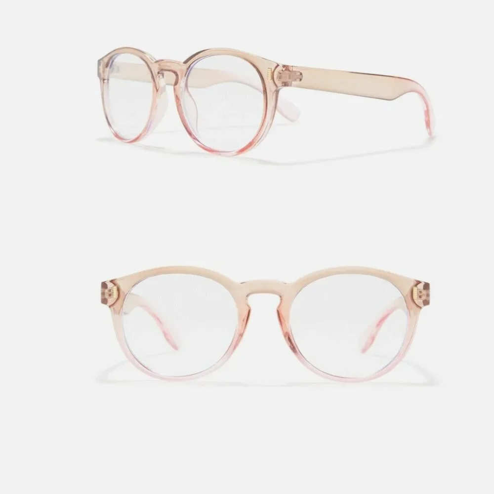 Nordstrom Office Chic Blue Light Computer Acetate Glasses Pink Nude 58mm